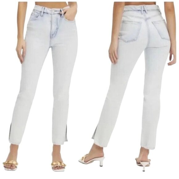 Good American Good Classic Side Slit Jeans Sz 18 light wash GCSS602T plus - Picture 1 of 13
